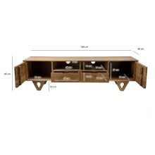 Lowboard >WL7.593< in Akazie, Massivholz - 160x46x40cm (BxHxT)