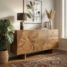 Sideboard >WL7.597< in Akazie, Massivholz - 150x75x45cm (BxHxT)