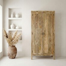 Hochschrank >WL7.613< in Mango, Massivholz - 90x187x44cm (BxHxT)