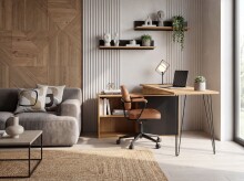 Eckschreibtisch >WL7.631< in Eiche Dekor, Holzwerkstoff - 130x110x75cm (LxBxH)