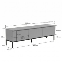 Lowboard >WL7.639< in Grau, Holzwerkstoff - 150x46x37cm (BxHxT)