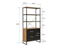 Bücherregal >WL7.640< in Eiche Dekor & Schwarz - 80x180x40 (BxHxT)