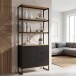 Bücherregal >WL7.640< in Eiche Dekor & Schwarz - 80x180x40 (BxHxT)