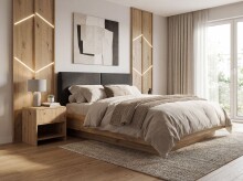 Nachtkommode >WL7.641< in Eiche Dekor, Holzwerkstoff - 45x50x40cm (BxHxT)