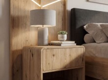 Nachtkommode >WL7.641< in Eiche Dekor, Holzwerkstoff - 45x50x40cm (BxHxT)