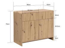Sideboard >WL7.644< in Eiche Dekor, Holzwerkstoff - 88x76x40cm (BxHxT)