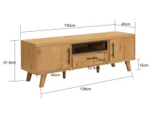 Lowboard >WL7.647< in Eiche Dekor, Holzwerkstoff - 150x52x40cm (BxHxT)