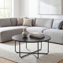 Couchtisch >WL7.649< in Eiche Schwarz, Holzwerkstoff - 35x80cm (HxD)