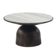 Couchtisch >WL7.655< in Schwarz, Morchana-Marmor & Aluminium - 34x60cm (HxD)