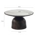 Couchtisch >WL7.655< in Schwarz, Morchana-Marmor & Aluminium - 34x60cm (HxD)