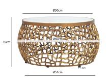 Couchtisch >WL7.656< in Weiß / Gold, Marmor & Aluminium - 35x60cm (HxD)