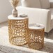 Satztisch >WL7.657< (2-teilig) in Weiß / Gold, Marmor & Aluminium - 53x39 (HxD)