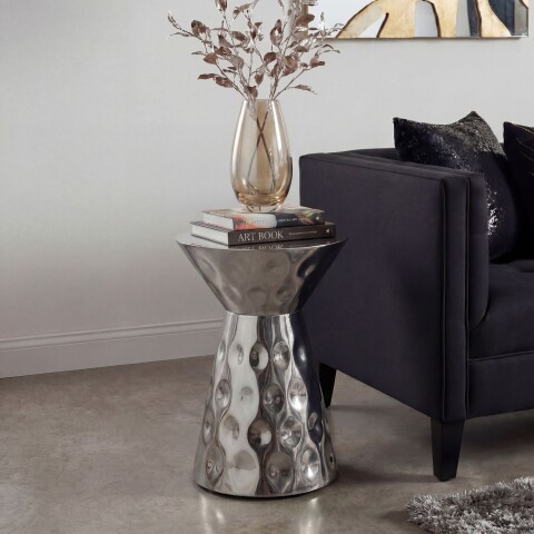 Beistelltisch >WL7.659< in Silber, Aluminium - 51x36cm (HxD)