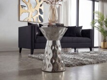 Beistelltisch >WL7.659< in Silber, Aluminium - 51x36cm (HxD)