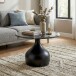 Couchtisch >WL7.660< in Schwarz, Marmor & Aluminium - 41x60cm (HxD)