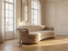 Beistelltisch >WL7.713< in Weiß / Silber, Marmor & Aluminium - 57x40cm (HxD)