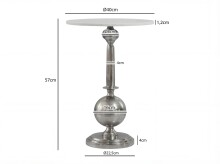 Beistelltisch >WL7.713< in Weiß / Silber, Marmor & Aluminium - 57x40cm (HxD)
