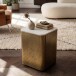 Beistelltisch >WL7.716< in Weiß / Gold, Marmor & Metall - 33x47x33cm (BxHxT)