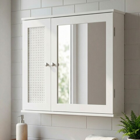 Badezimmerspiegelschrank >WL7.762< in Weiß - 60x50x15 (BxHxT)