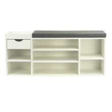 Schuhbank >WL7.767< in Weiß, Holzwerkstoff - 100x45x30cm (BxHxT)