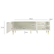 Lowboard >WL7.771< in Weiß, Holzwerkstoff - 150x51x39cm (BxHxT)