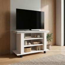 TV-Regal >WL7.772< in Weiß, Holzwerkstoff - 78x51x38cm (BxHxT)