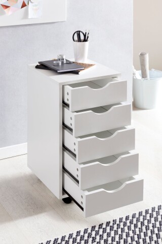 Rollcontainer >WL7.773< in Weiß, Holzwerkstoff - 33x64x38cm (BxHxT)