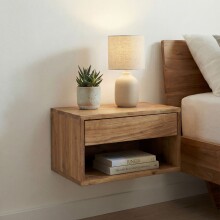 Nachttisch >WL7.776< hängend, in Akazie, Massivholz - 50x25x35cm (BxHxT)