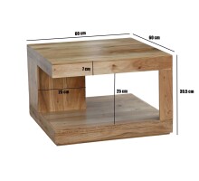 Couchtisch >WL7.777< in Akazie, Massivholz - 60x40x60cm (BxHxT)