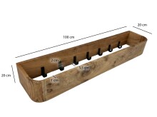 Garderobenhaken >WL7.780< in Akazie / schwarz - 100x20x20 (BxHxT)