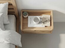 Nachttisch >WL7.781< hängend, in Akazie, Massivholz - 45x20x30cm (BxHxT)