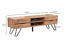 Lowboard >WL7.784< in Akazie, Massivholz & Metall - 160x50x45cm (BxHxT)