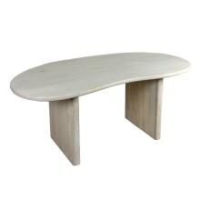 Schreibtisch >WL7.785< in Mango Weiß, Massivholz - 180x90x75cm (LxBxH)