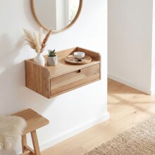Wandregal >WL7.980< in Akazie, Massivholz - 45x20x30cm (BxHxT)