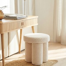 Sitzhocker >WL7.789< in creme, Bezug: Teddystoff -...