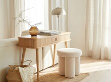 Sitzhocker >WL7.789< in creme, Bezug: Teddystoff - 45x40cm (HxD)