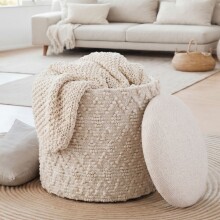 Pouf >WL7.790< in creme, Bezug: Stoff - 45x40cm (HxD)