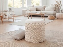 Pouf >WL7.790< in creme, Bezug: Stoff - 45x40cm (HxD)