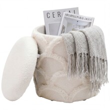Pouf >WL7.791< in creme, Bezug: Teddystoff - 45x40cm (HxD)
