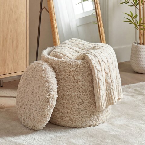 Pouf >WL7.793< in Beige, Bezug: Stoff - 45x40cm (HxD)