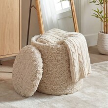 Pouf >WL7.793< in Beige, Bezug: Stoff - 45x40cm (HxD)