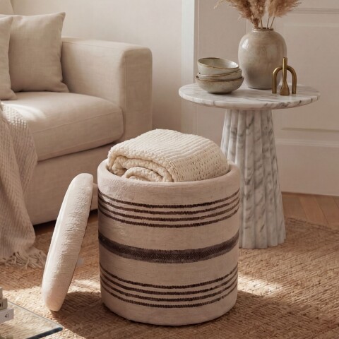 Pouf >WL7.794< in Beige, Bezug: Stoff - 45x40cm (HxD)
