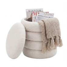Pouf >WL7.795< in creme, Bezug: Teddystoff - 45x40cm (HxD)