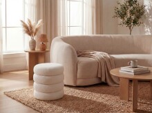 Pouf >WL7.795< in creme, Bezug: Teddystoff - 45x40cm (HxD)