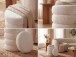 Pouf >WL7.795< in creme, Bezug: Teddystoff - 45x40cm (HxD)