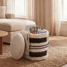 Pouf >WL7.796< in Beige, Bezug: Stoff - 45x40cm (HxD)
