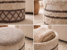 Pouf >WL7.797< in Beige, Bezug: Stoff - 45x40cm (HxD)