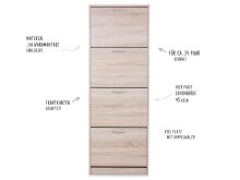 Schuhkipper >Mavin II< in Sonoma-Eiche - 58x162x25cm (BxHxT)
