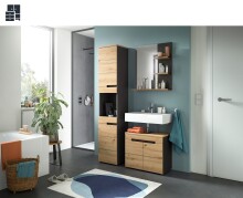 Badezimmer-Set >Canu< in Basalt grau/Artisan Eiche...