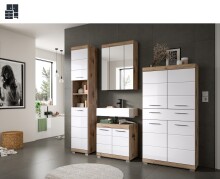 Badezimmer-Set >Wave< in Nox Oak Dekor / Weiß...